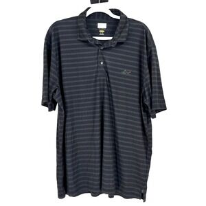 Greg‎ Norman Golf Polo Shirt Men's XL Black Novelty Print Golfers Activewear